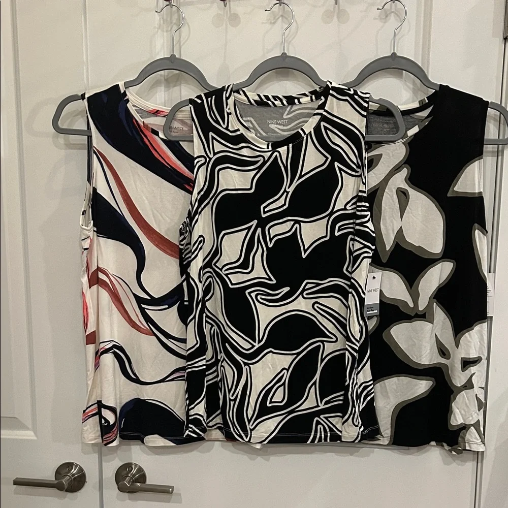 Bundle of Nine West Soft-Spun Abstract Patterned Sleeveless Tank Tops - Picture 1 of 7